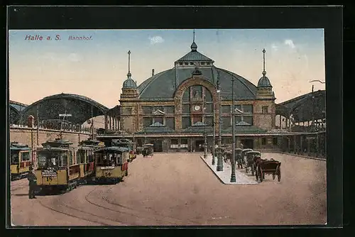 AK Halle a. S., Eingang zum Bahnhof