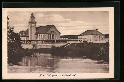 AK Zeitz, Elsterpartie mit Bahnhof