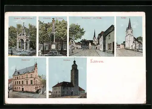 AK Lützen, Gustav Adolf-Denkmal, Günther-Denkmal, Restaurant Ratskeller, Schloss