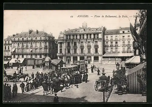 AK Angers, Place de Ralliement, Strassenbahn