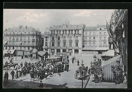 AK Angers, Place du Ralliement, Strassenbahn