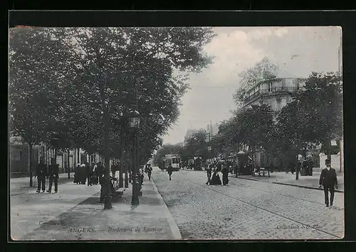 AK Angers, Boulevard de Saumur, Strassenbahn