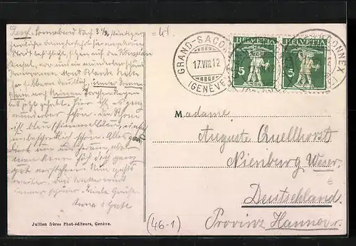 AK Genève, La Rue du Mont-Blanc, Strassenbahn