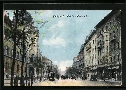 AK Budapest, Üllöerstrasse mit Strassenbahn