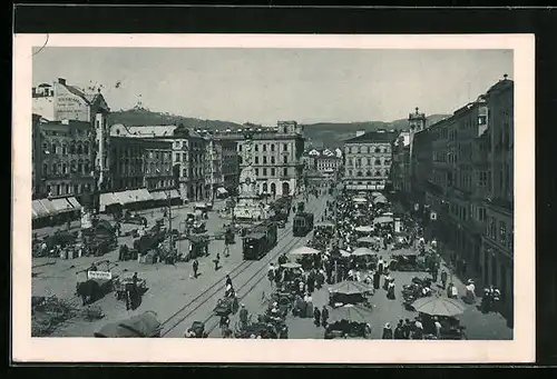 AK Linz /Donau, Teilansicht mit Strassenbahn