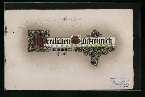 AK Verzierter Glückwunsch zum Neujahr