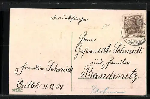 AK Jahreszahl 1909 mit Kleeblättern