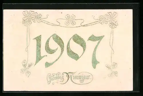 AK Jahreszahl 1907 mit floralem Dekor