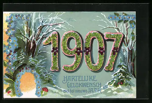 AK Jahreszahl 1907 mit verscheniten Bäumen
