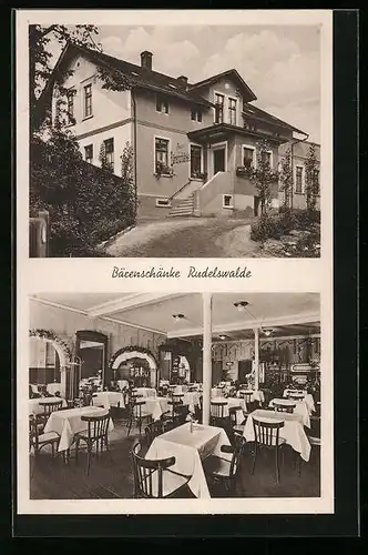 AK Rudelswalde, Gasthof Bärenschänke, Innen- und Aussenansicht