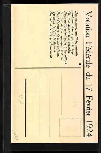 AK Votation Fédérale du 17 Février 1924, La courte journée