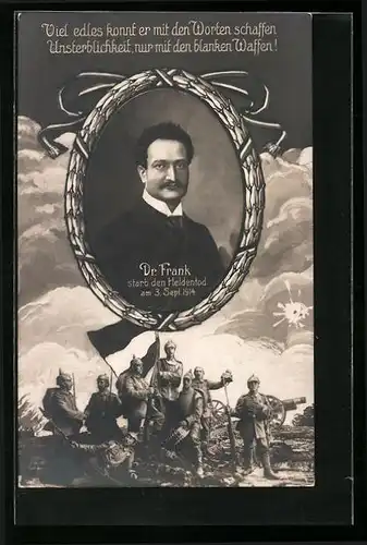 AK Dr. Ludwig Frank starb den Heldentod am 3.9.1914