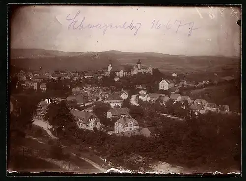 Fotografie Brück & Sohn Meissen, Ansicht Schwarzenberg i. Sa., Blick über die Stadt