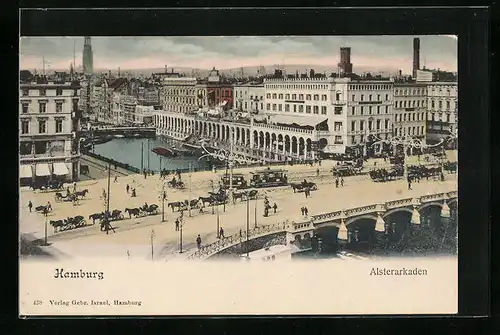 AK Hamburg-Neustadt, Alsterarkaden aus der Vogelschau