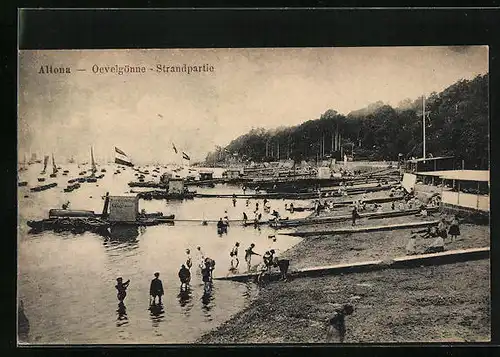 AK Hamburg-Altona, Strandpartie mit Badegästen