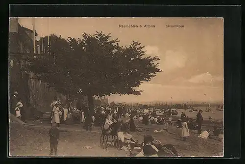 AK Hamburg-Altona, Strandleben mit Blick auf Boote