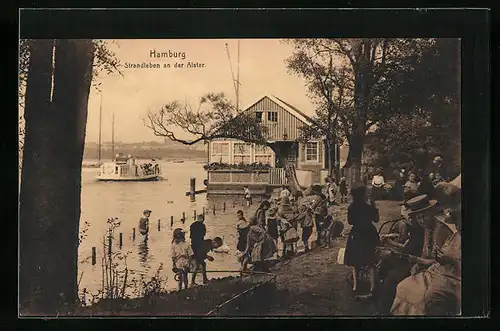 AK Hamburg-St.Georg, Strandleben an der Alster