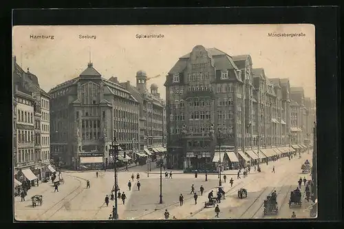 AK Hamburg, Seeburg, Spitalerstrasse und Mönckebergstrasse