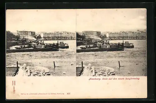 Stereo-AK Hamburg-Neustadt, Blick auf den neuen Jungfernstieg