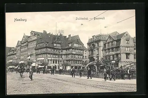 AK Hamburg-Neustadt, Stubbenhuk, Baumwall mit Geschäften