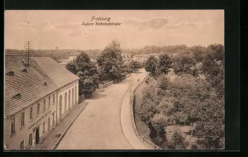 AK Frohburg, Äussere Bahnhofstrasse aus der Vogelschau