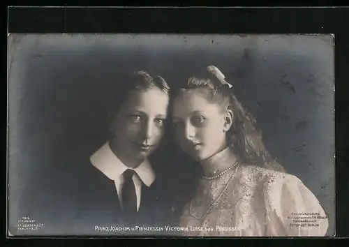 AK Prinz Joachim und Prinzessin Victoria Luise von Preussen im jugendlichen Alter