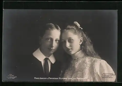 AK Prinz Joachim und Prinzessin Victoria Luise von Preussen im jugendlichen Alter