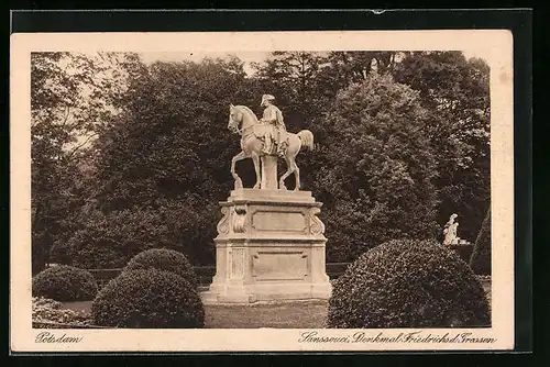 AK Potsdam, Denkmal König Friedrichs des Grossen im Park von Sanssouci