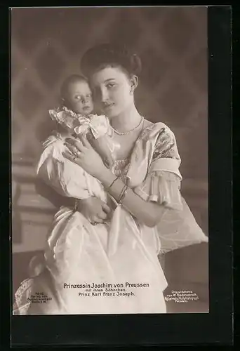 AK Prinzessin Joachim von Preussen mit ihrem Söhnchen Prinz Karl Franz Joseph