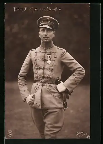 AK Prinz Joachim von Preussen in Uniform mit Schirmmütze