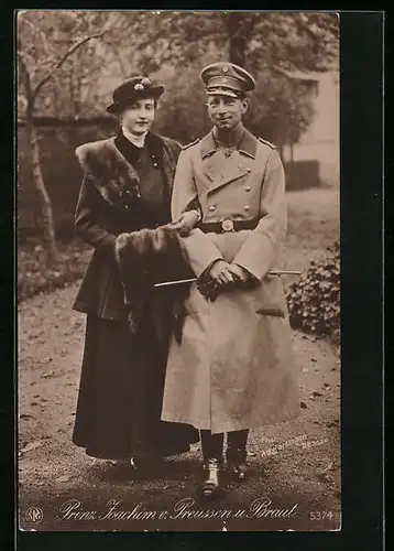 AK Prinz Joachim von Preussen und Braut