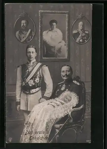AK Kaiser Wilhelm II. und der Kronprinz vor einem Gemälde von Friedrich Wilhelm III. von Preussen