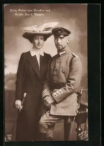 AK Prinz Oskar von Preussen und Gräfin Ina von Ruppin