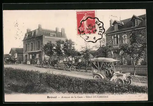 AK Bréval, Hotel Duchesne, Avenue de la Gare