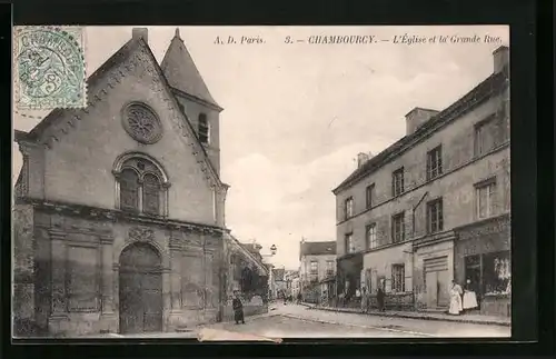 AK Chamburcy, L`Eglise et la Grande Rue