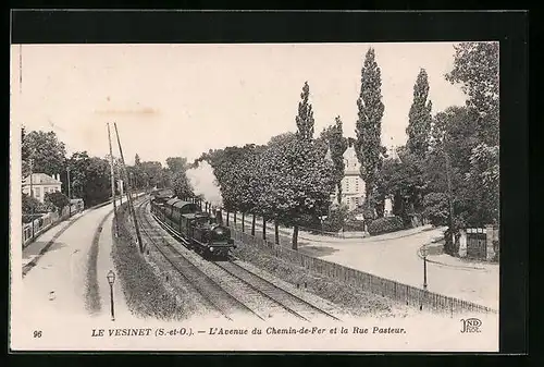 AK Le Vésinet, L`Avenue du Chemin-de-Fer et la Rue Pasteur