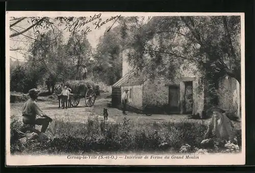 AK Cernay-la-Ville, Intérieur de Ferme du Grand Moulin
