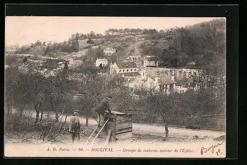 AK Bougival, Groupe de maisons autour de l`Eglise