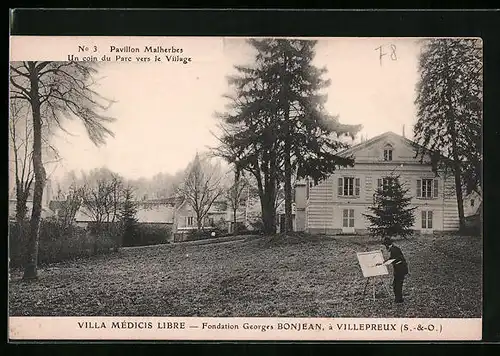 AK Villepreux, Pavillon Malherbes, Un coin du Parc vers le Village