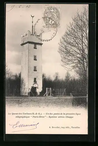 AK La Queue-les-Yvelines, Un des postes de la premiere ligne télégraphique Paris-Brest