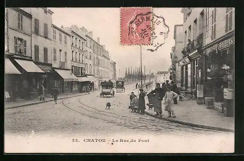 AK Chatou, La Rue du Pont