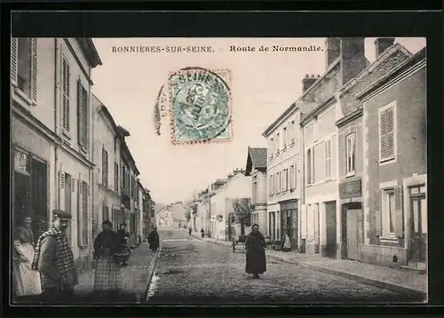 AK Bonnières-sur-Seine, Route de Normandie