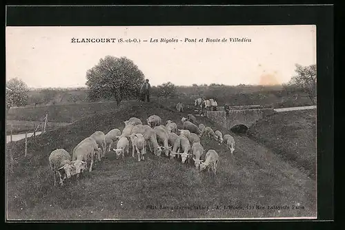 AK Élancourt, Les Rigoles, Pont et Route de Villedieu