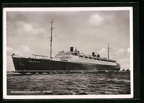 AK Passagierschiff Bremen des Norddeutschen Lloyds in der Gesamtansicht