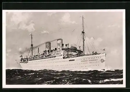 Künstler-AK KdF-Passagierschiff Sierra Cordoba auf hoher See