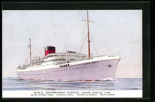 AK Passagierschiff RMS Edinburgh Castle der Union Castle Line