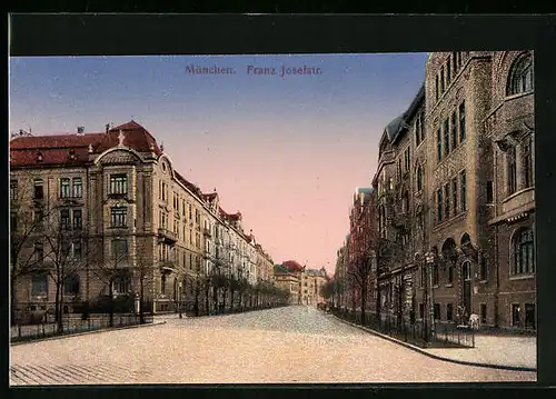 AK München, Franz-Josef-Strasse mit Bäumen