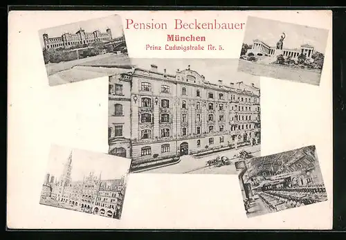 AK München, Pension Beckenbauer, Prinz Ludwigstrasse 5