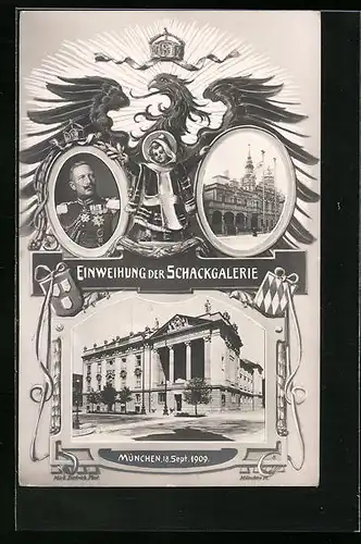 AK München, Einweihung der Neuen Schackgalerie am 18.9.1909, Festpostkarte