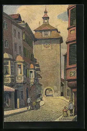 Künstler-AK Ernst E. Schlatter: Schwabenthor Schaffhausen